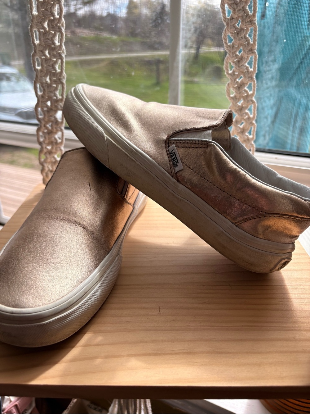 Vans Slip-On Sneakers in Metallic gold. Wns size 7.Very little wear. Canvas